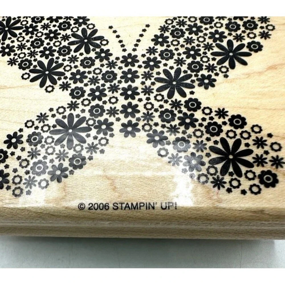 Stampin' Up! Butterfly Floral Design Rubber Stamp Wood-mounted